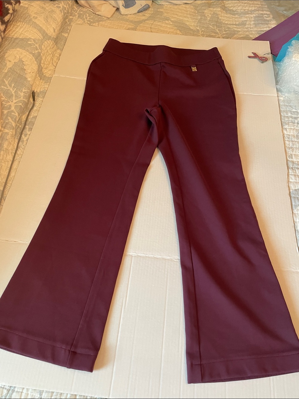Rafaella Plum  Pants  with Gold Accent - Picture 2 of 10